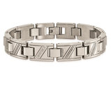 Mens Stainless Steel Bracelet with Accent Diamonds (8.50 Inches)